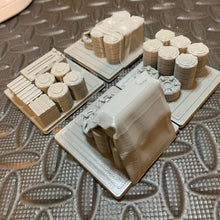 Load image into Gallery viewer, Tycho Starport Cargo Crates Barrels Containers Terrain Scenery  SciFi Wargaming 28mm 3d Printed Props