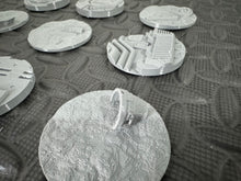Load image into Gallery viewer, 10 x 50mm Sci-Fi Industrial Round Bases for Miniatures - 3d Printed Tabletop Terrain
