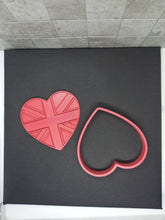 Load image into Gallery viewer, Union Jack Heart Cookie Cutter 3D Printed Biscuit Stamp Fondant Icing Cake Decor