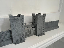 Load image into Gallery viewer, Fortified Medieval Gatehouse & Palisade Viking Saxon Terrain 3D Printed 28mm