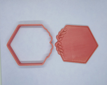 Load image into Gallery viewer, Hexagonal Cookie Cutter With Foliage 3D Printed Biscuit Stamp Fondant Icing Cake