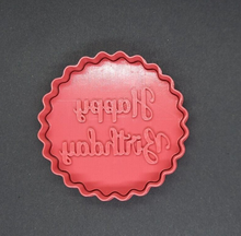 Load image into Gallery viewer, Happy Birthday Circle Cookie Cutter 3D Printed Biscuit Stamp Fondant Icing Cake