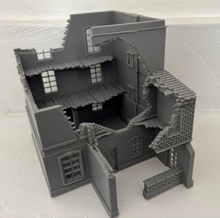 Load image into Gallery viewer, 28mm Ruined and Destroyed Town House Style with Porch Wargaming Building
