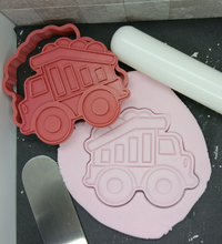 Load image into Gallery viewer, Dump Truck Cookie Cutter 3D Printed Construction Vehicle Biscuit Stamp Fondant