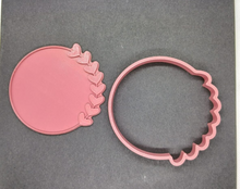 Load image into Gallery viewer, Circle Cookie Cutter With Hearts 3D Printed Biscuit Stamp Fondant Icing Cake