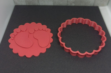 Load image into Gallery viewer, Baby Footprint Circle Cookie Cutter 3D Printed Biscuit Stamp Fondant Baby Shower
