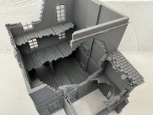 Load image into Gallery viewer, 28mm Ruined and Destroyed Town House Style with Porch Wargaming Building