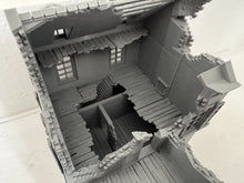Load image into Gallery viewer, 28mm Destroyed Town House in as Destroyed State with Porch Wargaming Building