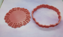 Load image into Gallery viewer, Love Circular Cookie Cutter 3D Printed Biscuit Stamp Fondant Icing Cake Decor
