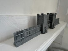Load image into Gallery viewer, Fortified Medieval Gatehouse & Palisade Viking Saxon Terrain 3D Printed 28mm