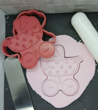 Load image into Gallery viewer, Baby Pram Pushchair Cookie Cutter 3D Printed Biscuit Stamp Fondant Baby Shower
