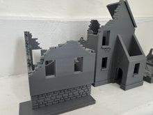 Load image into Gallery viewer, 28mm Destroyed Buildings Houses Ruin Set of 4 - Wargaming Skirmish Terrain1