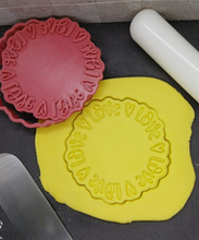 Load image into Gallery viewer, Love Circular Cookie Cutter 3D Printed Biscuit Stamp Fondant Icing Cake Decor