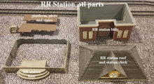 Load image into Gallery viewer, 28mm Railway Station Clock Tower Model Train Station Building with Platform