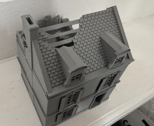 Load image into Gallery viewer, 28mm Destroyed Town House in as Destroyed State with Porch Wargaming Building
