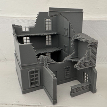 Load image into Gallery viewer, 28mm Ruined and Destroyed Town House Style with Porch Wargaming Building