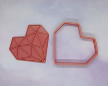 Load image into Gallery viewer, Geometric Heart Cookie Cutter 3D Printed Biscuit Stamp Fondant Icing Cake Love