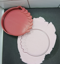 Load image into Gallery viewer, Circle Cookie Cutter With Hearts 3D Printed Biscuit Stamp Fondant Icing Cake