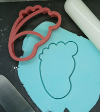 Load image into Gallery viewer, Baby Footprint Cookie Cutter 3D Printed Biscuit Stamp Fondant Icing Baby Shower