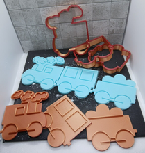 Load image into Gallery viewer, Train Steam Engine Cookie Cutter 3DPrinted Flower Biscuit Stamp Fondant Decor