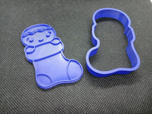 Load image into Gallery viewer, Gingerbread Man in Stocking Christmas Cookie Cutter 3D Printed Biscuit Stamp3