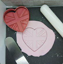 Load image into Gallery viewer, Union Jack Heart Cookie Cutter 3D Printed Biscuit Stamp Fondant Icing Cake Decor
