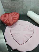 Load image into Gallery viewer, Union Jack Heart Cookie Cutter 3D Printed Biscuit Stamp Fondant Icing Cake Decor