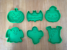Load image into Gallery viewer, Halloween 3D Printed Cookie Cutter Set of 6 Ghost Pumpkin Bat Stamp Baking Shape