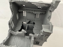 Load image into Gallery viewer, 28mm Destroyed Town House in as Destroyed State with Porch Wargaming Building