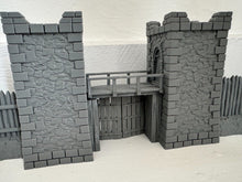 Load image into Gallery viewer, Fortified Medieval Gatehouse & Palisade Viking Saxon Terrain 3D Printed 28mm