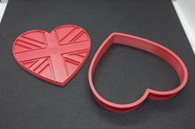 Load image into Gallery viewer, Union Jack Heart Cookie Cutter 3D Printed Biscuit Stamp Fondant Icing Cake Decor