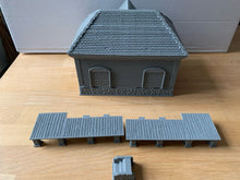 Load image into Gallery viewer, 28mm Railway Station Clock Tower Model Train Station Building with Platform