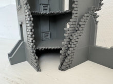 Load image into Gallery viewer, Destroyed 3 Storey House & Basement Ruins Wargaming Building 28mm Tabletop