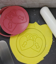 Load image into Gallery viewer, Heart Locks Cookie Cutter 3D Printed Biscuit Stamp Fondant Icing Love