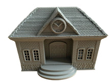Load image into Gallery viewer, 28mm Railway Station Clock Tower Model Train Station Building with Platform