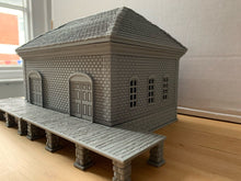 Load image into Gallery viewer, 28mm Railway Station Clock Tower Model Train Station Building with Platform