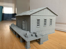 Load image into Gallery viewer, 28mm Railway Warehouse Shipping Building Train Station Building with Platform