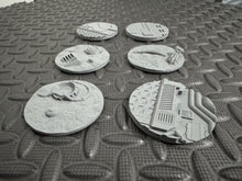 Load image into Gallery viewer, 6 x 60mm Sci-Fi Industrial Round Bases Miniatures - 3d Printed Tabletop Terrain