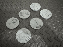Load image into Gallery viewer, 6 x 60mm Sci-Fi Industrial Round Bases Miniatures - 3d Printed Tabletop Terrain