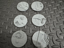 Load image into Gallery viewer, 6 x 60mm Sci-Fi Industrial Round Bases Miniatures - 3d Printed Tabletop Terrain