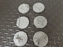 Load image into Gallery viewer, 6 x 70mm Sci-Fi Industrial Round Bases Miniatures - 3d Printed Tabletop Terrain
