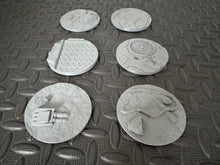 Load image into Gallery viewer, 6 x 70mm Sci-Fi Industrial Round Bases Miniatures - 3d Printed Tabletop Terrain