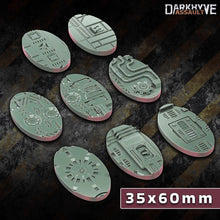 Load image into Gallery viewer, Sci Fi Cavalry Bases 9 x 30mm x 60mm Industrial Base Toppers - 3d Printed