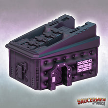Load image into Gallery viewer, Droid Bar Sci-Fi Building 28mm 3D Printed in Grey Suitable for Cyberpunk & Stargrave