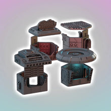 Load image into Gallery viewer, Flatline City Sci-Fi City Market Stalls Buildings Scenery Scatter Terrain 28mm 3D Printed