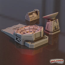 Load image into Gallery viewer, Radio Satellite Tech Scatter Pack Supply Depot Wargaming Sci-Fi 28mm 3D Printed