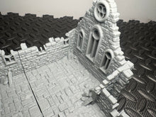 Load image into Gallery viewer, Ruined Church Skirmish Terrain for World War Fantasy Medieval Scenery 20mm 28mm