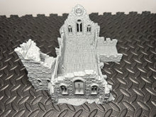 Load image into Gallery viewer, Ruined Church Skirmish Terrain for World War Fantasy Medieval Scenery 20mm 28mm