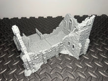 Load image into Gallery viewer, Ruined Church Skirmish Terrain for World War Fantasy Medieval Scenery 20mm 28mm