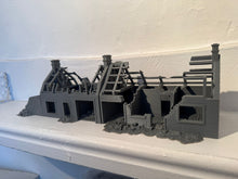 Load image into Gallery viewer, 28mm Ruined Double House Tabletop Terrain Wargaming Buildings Destroyed Street